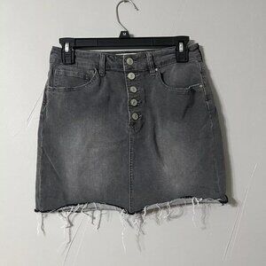 PacSun Women's Size 27 Blach Wash Gray Denim Button-fly Mini Skirt